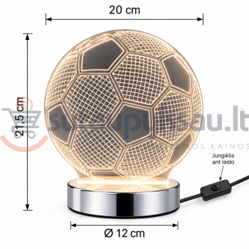 LED dekoratyvinis šviestuvas Reality BALL R52471106 – futbolo kamuolys, 400 lm LED dekoratyvinis šviestuvas Reality BALL R52471106 – futbolo kamuolys, 400 lm